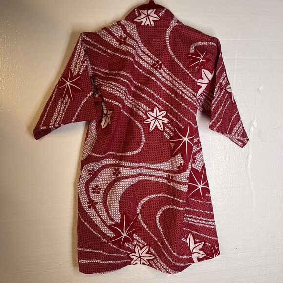 Red Kimono by Midori International 100 Cotton Leaf Motif size Toddler - Picture 7 of 7